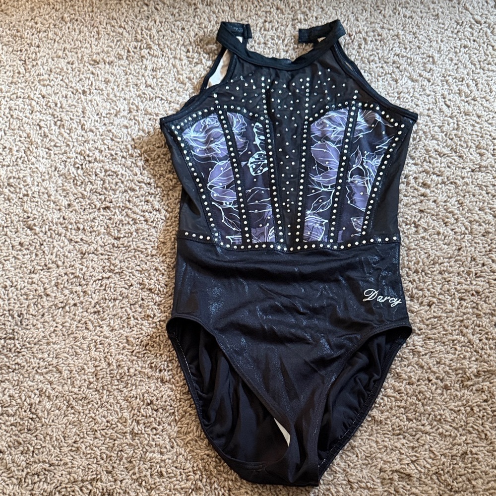 Black and Purple Studded Gymnastics Leotard- clip is broken